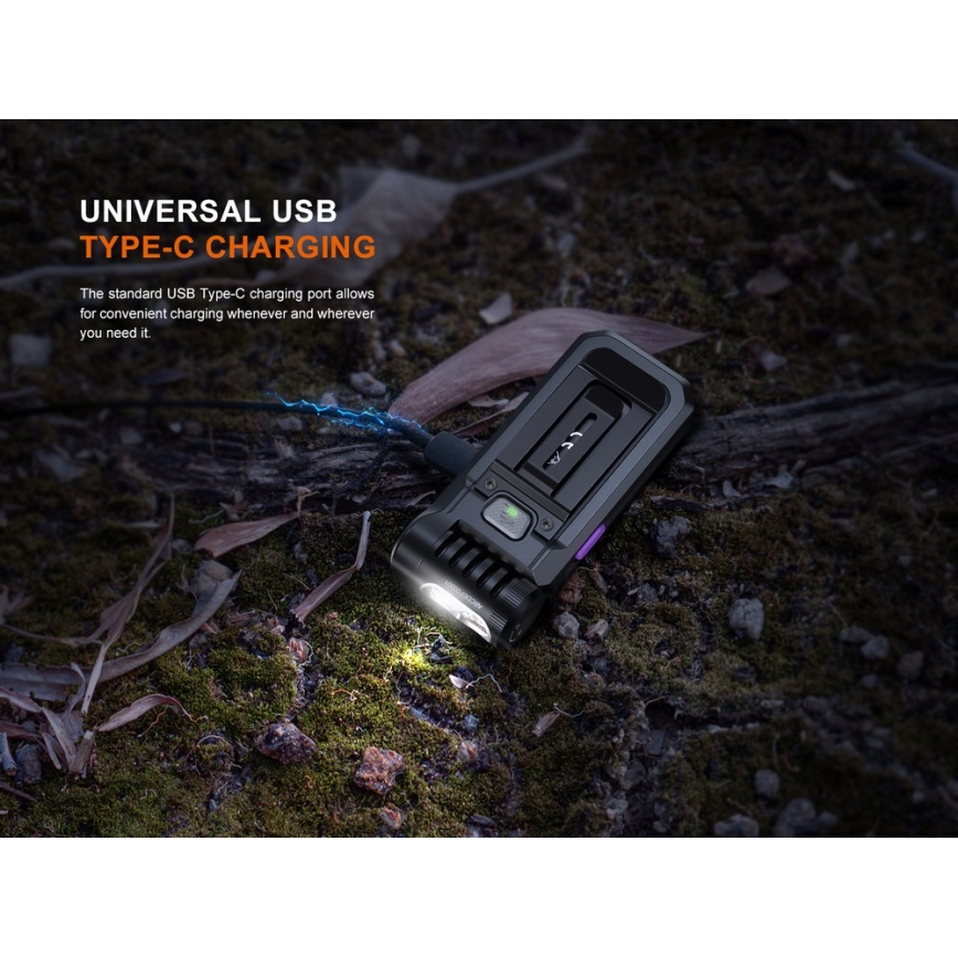 Fenix SW05RUVBLC - LED Stmívatelná nabíjecí svítilna LED/USB IPX6 150 lm 49 h černá