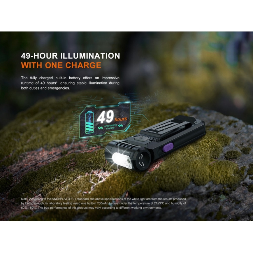 Fenix SW05RUVBLC - LED Stmívatelná nabíjecí svítilna LED/USB IPX6 150 lm 49 h černá
