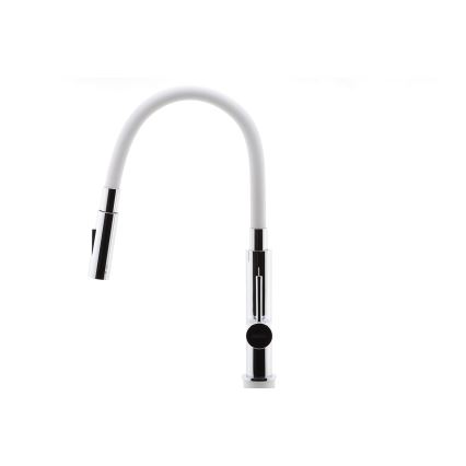 FERRO - Dřezová baterie s flexibilním ramínkem lesklý chrom/bílá