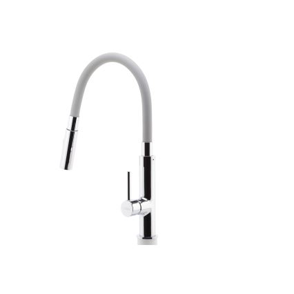 FERRO - Dřezová baterie s flexibilním ramínkem lesklý chrom/šedá
