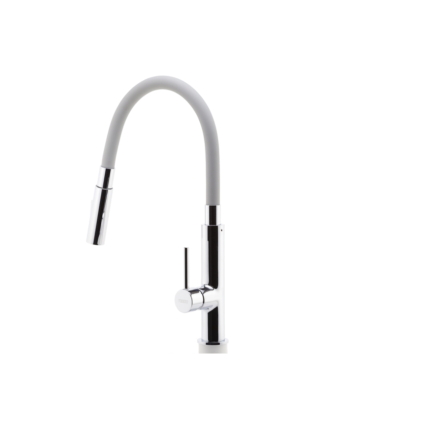 FERRO - Dřezová baterie s flexibilním ramínkem lesklý chrom/šedá