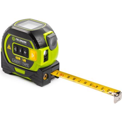 Fieldmann - Laserový měřič vzdálenosti s LED displejem a svinovacím metrem 2xAA