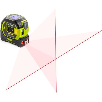 Fieldmann - Laserový měřič vzdálenosti s LED displejem a svinovacím metrem 2xAA