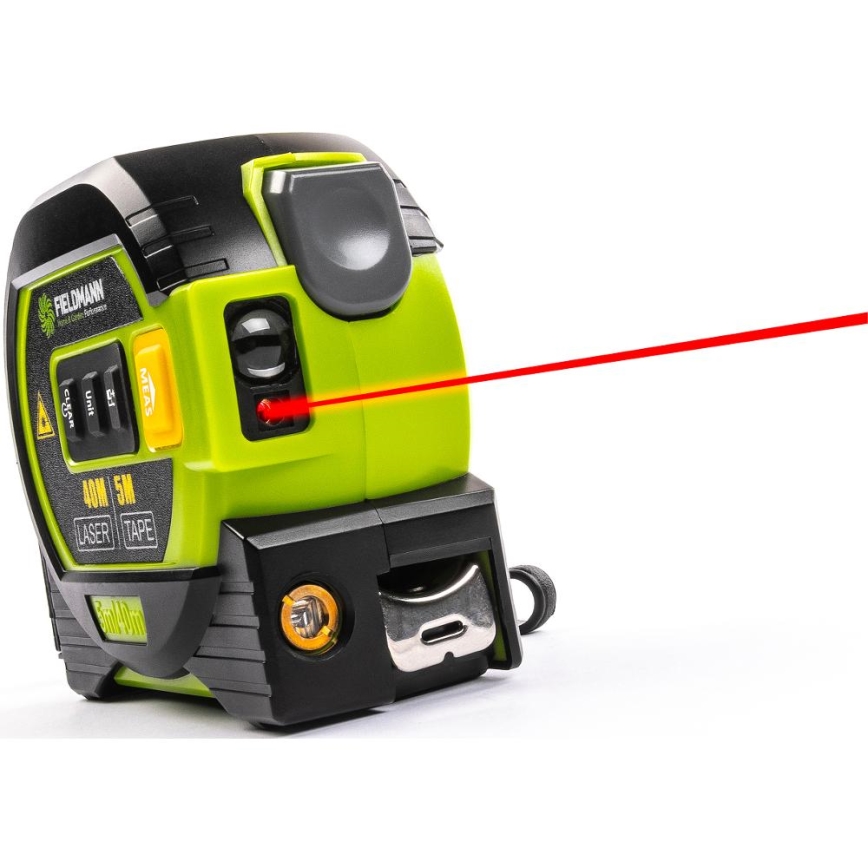 Fieldmann - Laserový měřič vzdálenosti s LED displejem a svinovacím metrem 2xAA