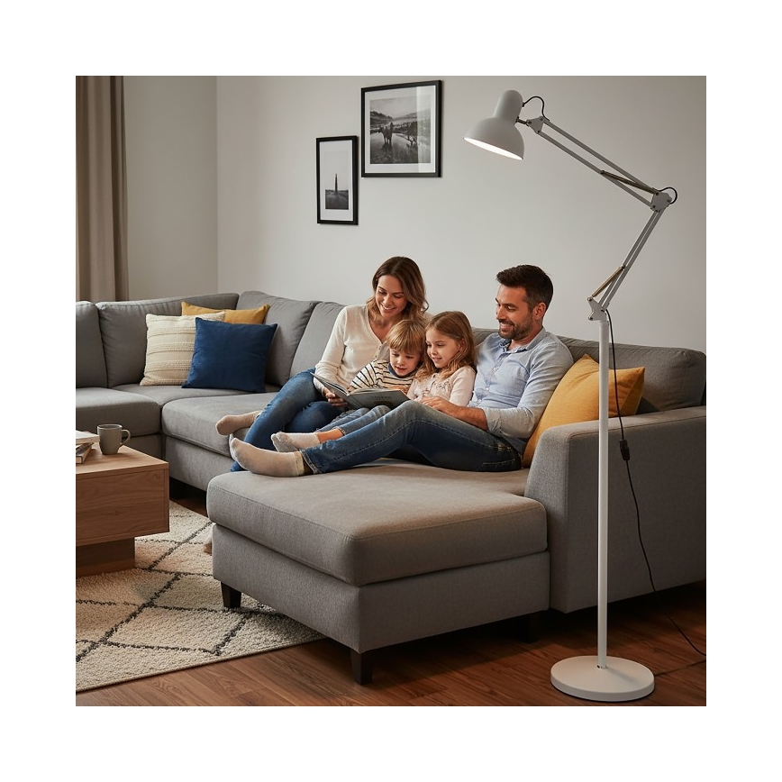 Flexibilní stojací lampa AURIQ 1xE27/60W/230V 184 cm bílá
