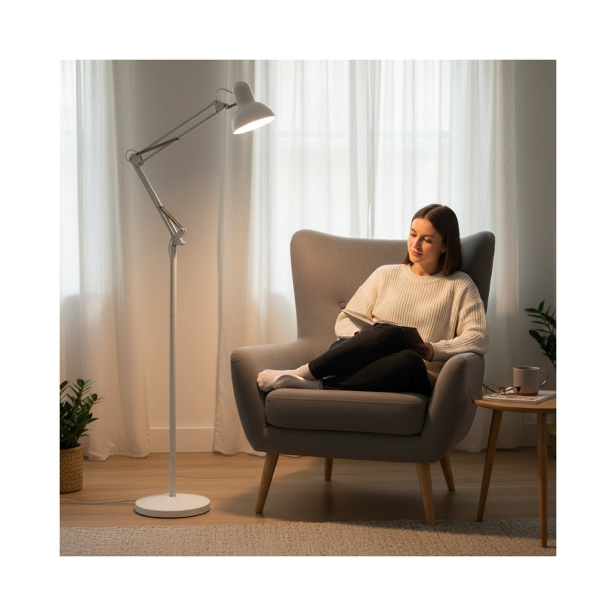 Flexibilní stojací lampa AURIQ 1xE27/60W/230V 184 cm bílá