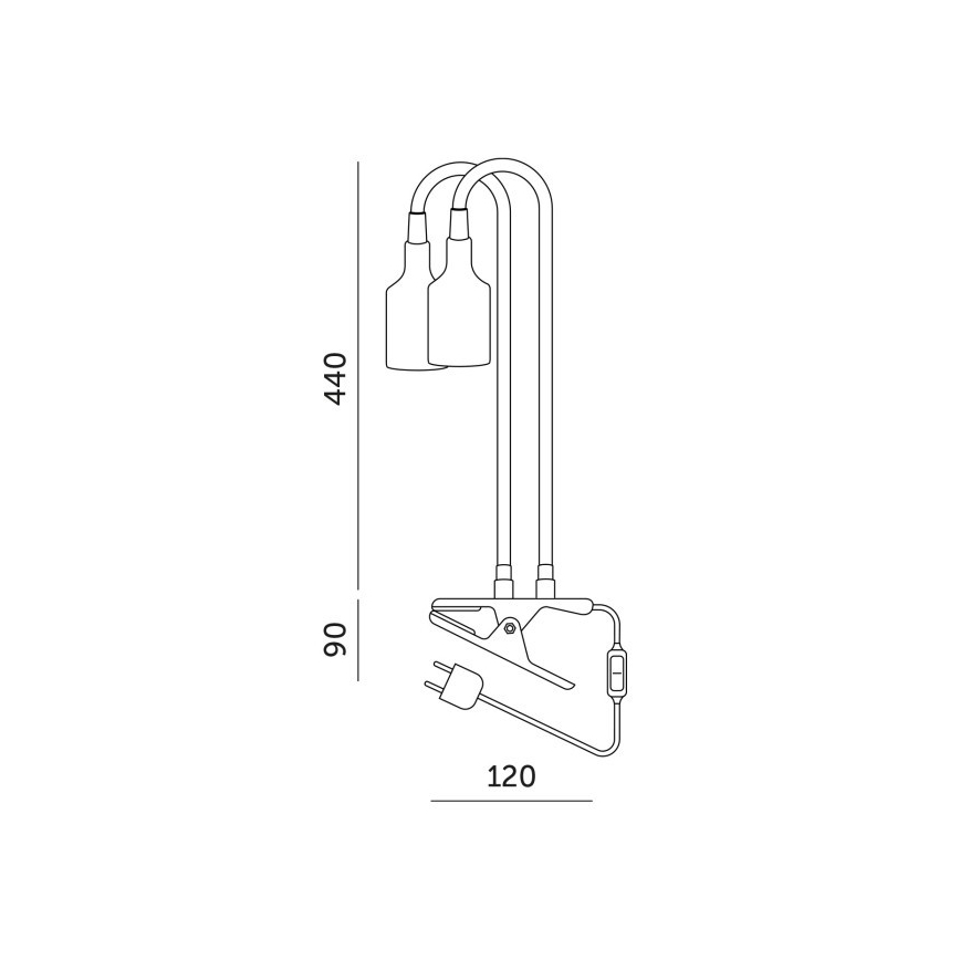 Flexibilní stolní lampa s klipem pro pěstování rostlin PLANTY 2xE27/30W/230V černá
