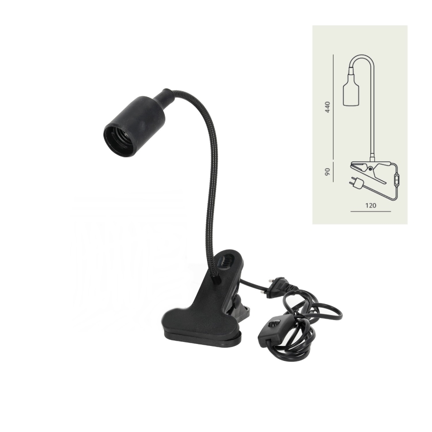 Flexibilní stolní lampa s klipem CLIP 1xE27/30W/230V černá
