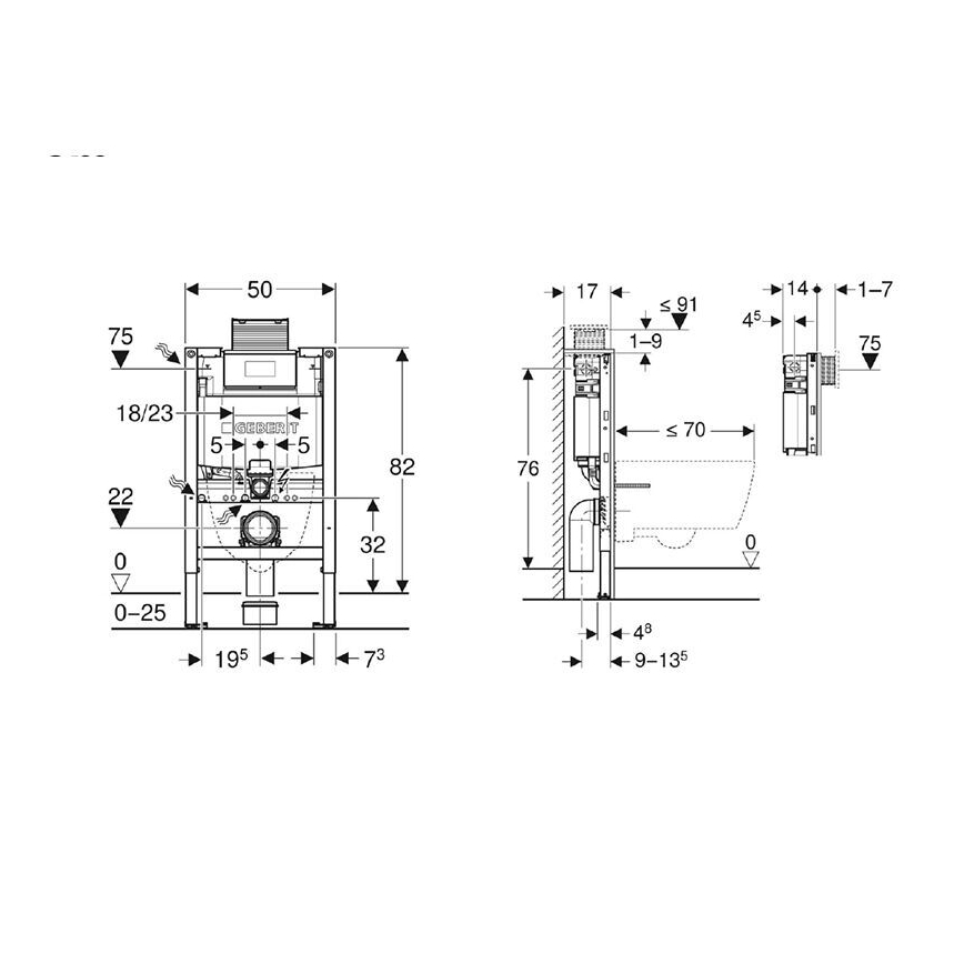 Geberit 111.003.00.2 - Podomítkový modul pro závěsné WC Duofix 82 cm