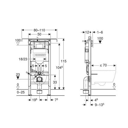 Geberit 111.355.00.6 - Podomítkový modul pro závěsné WC Duofix 115 cm