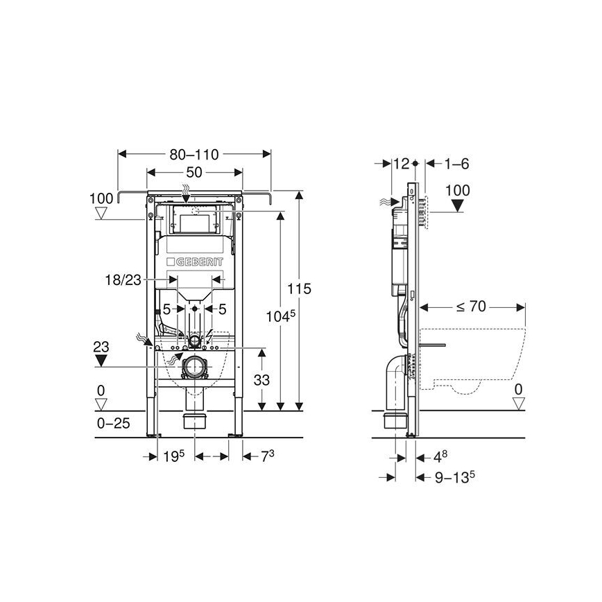 Geberit 111.355.00.6 - Podomítkový modul pro závěsné WC Duofix 115 cm