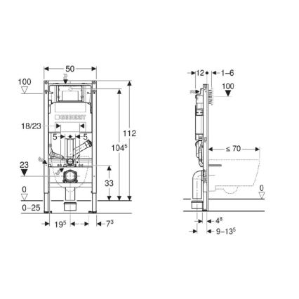 Geberit 111.364.00.6 - Podomítkový modul pro závěsné WC Duofix 112 cm