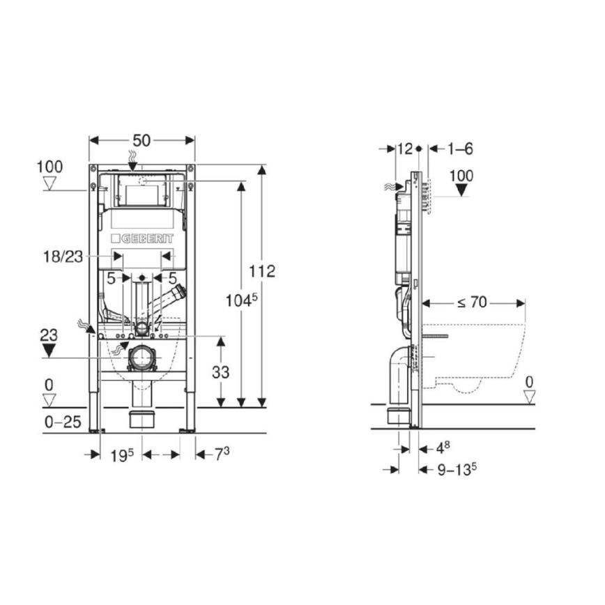 Geberit 111.364.00.6 - Podomítkový modul pro závěsné WC Duofix 112 cm