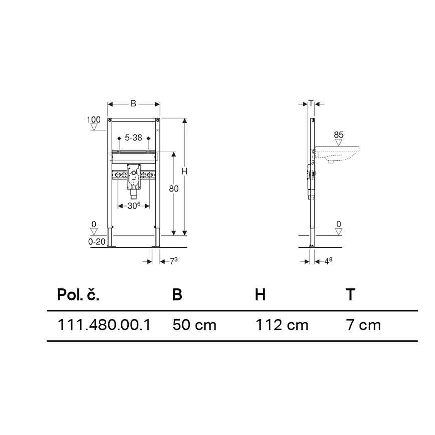 Geberit 111.480.00.1 - Podomítkový modul pro závěsné umyvadlo Duofix 112 cm