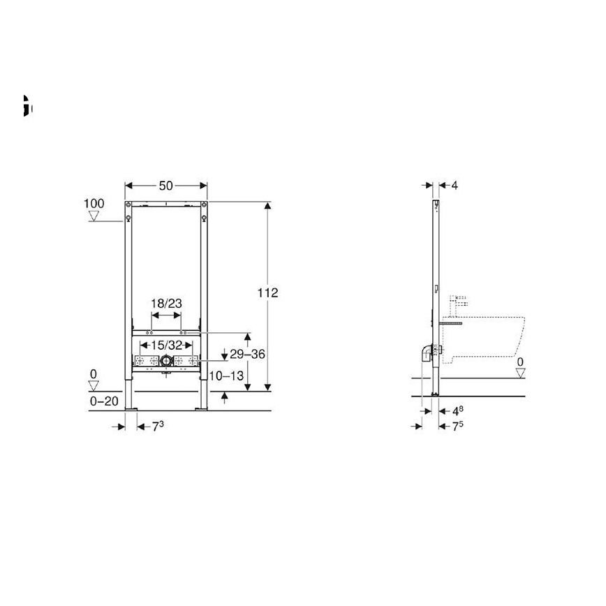 Geberit 111.534.00.2 - Podomítkový modul pro bidet Duofix 112 cm