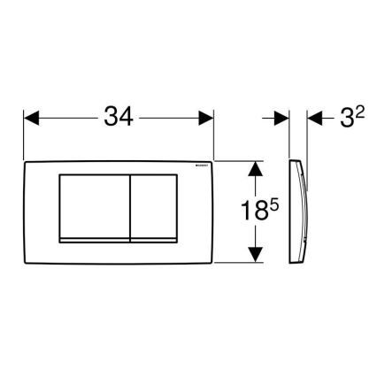 Geberit 115.899.KH.1 - Splachovací tlačítko Twinline30 34x18,5 cm lesklý chrom/matný chrom