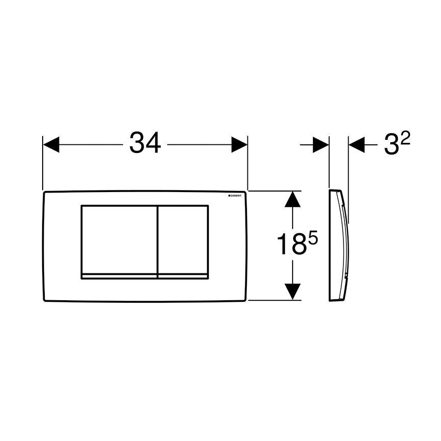 Geberit 115.899.KJ.1 - Splachovací tlačítko Twinline30 34x18,5 cm bílá/lesklý chrom