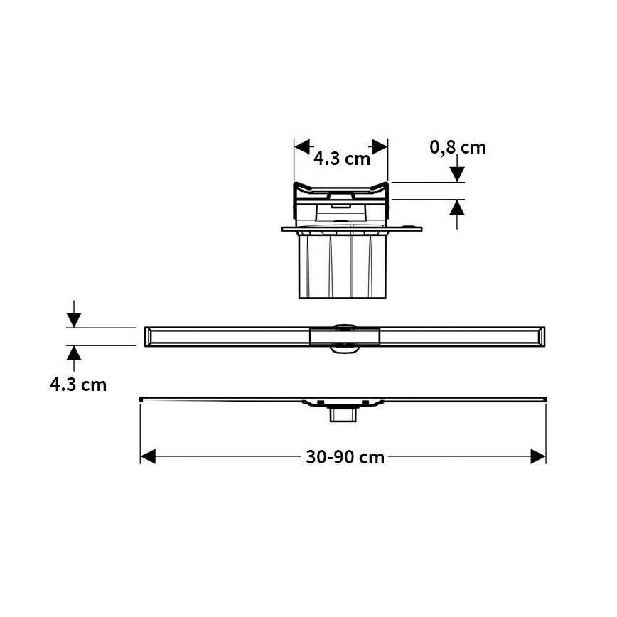 Geberit 154.450.KS.1 - Odtokový žlab CleanLine 90x4,3 cm nerez