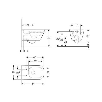 Geberit 500.208.01.1 - Závěsné WC Rimfree Smyle Square keramika/bílá