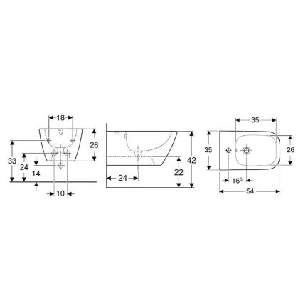 Geberit 500.209.01.1 - Závěsný bidet Smyle Square keramika/bílá