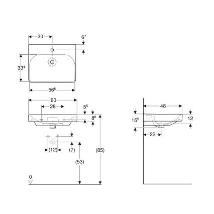 Geberit 500.229.01.1 - Závěsné umyvadlo Smyle Square 60x48 cm keramika/bílá