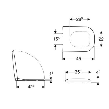 Geberit 500.235.01.1 - Záchodové prkénko Smyle duroplast/bílá