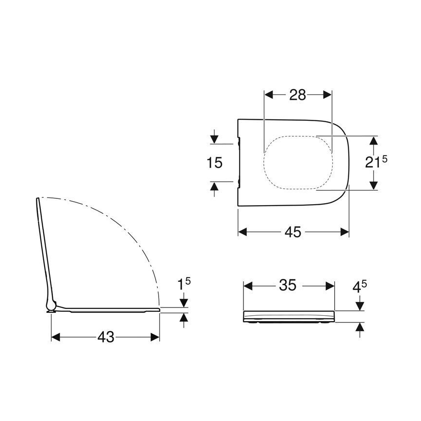 Geberit 500.239.01.1 - Záchodové prkénko Smyle Square duroplast/bílá