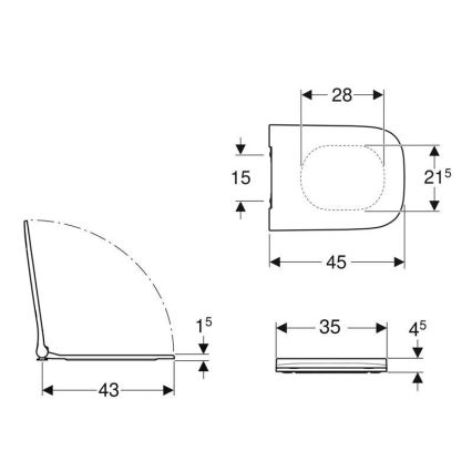Geberit 500.240.01.1 - Záchodové prkénko SoftClose Smyle Square duroplast/bílá