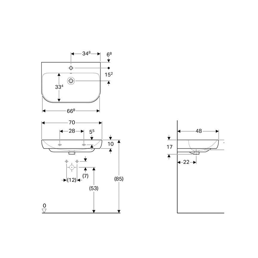 Geberit 500.248.01.1 - Závěsné umyvadlo Smyle 70x48 cm keramika/bílá