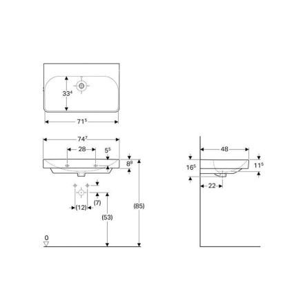 Geberit 500.249.00.2 - Závěsné umyvadlo Smyle Square 75x48 cm keramika/bílá