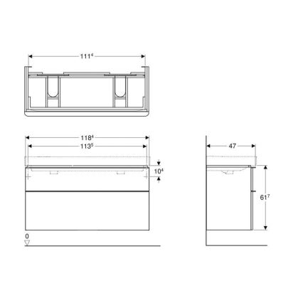 Geberit 500.356.00.1 - Koupelnová skříňka pod dvojumyvadlo Smyle Square 61,7x118,4 cm bílá