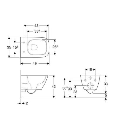 Geberit 500.379.01.1 - Závěsné WC Rimfree Smyle Square keramika/bílá
