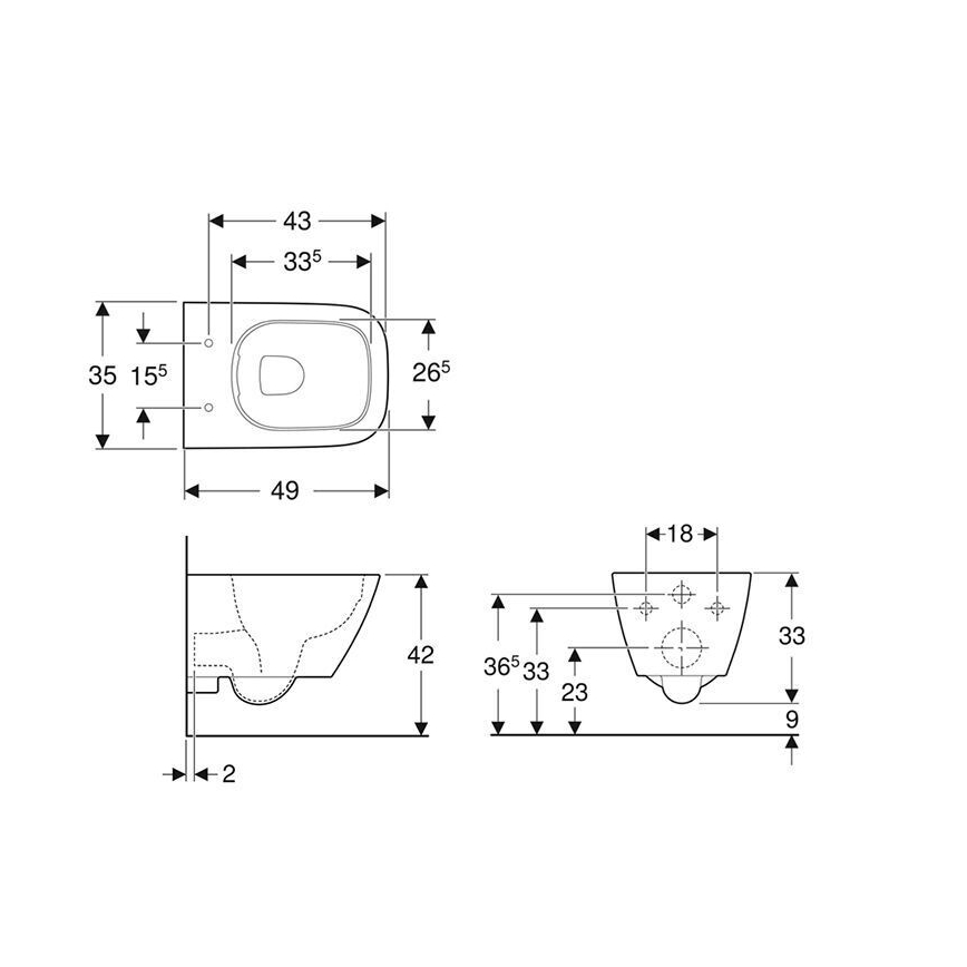 Geberit 500.379.01.1 - Závěsné WC Rimfree Smyle Square keramika/bílá
