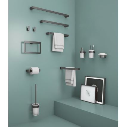 Gedy - Nástěnná mýdlenka PIRENEI mléčné sklo/metalicky šedá