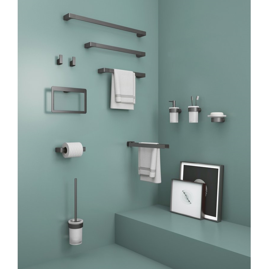 Gedy - Nástěnná mýdlenka PIRENEI mléčné sklo/metalicky šedá