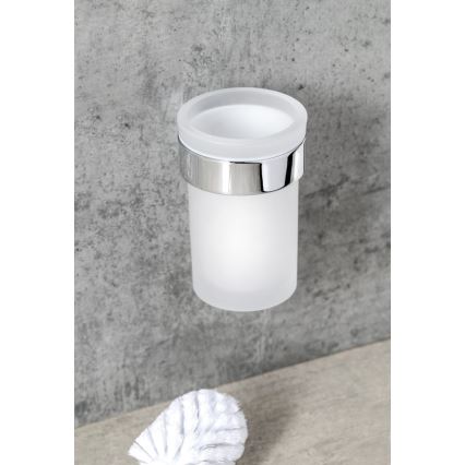 Gedy - Nástěnná WC štětka PIRENEI lesklý chrom/sklo satin