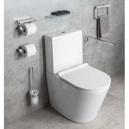 Gedy - Nástěnná WC štětka PIRENEI lesklý chrom/sklo satin