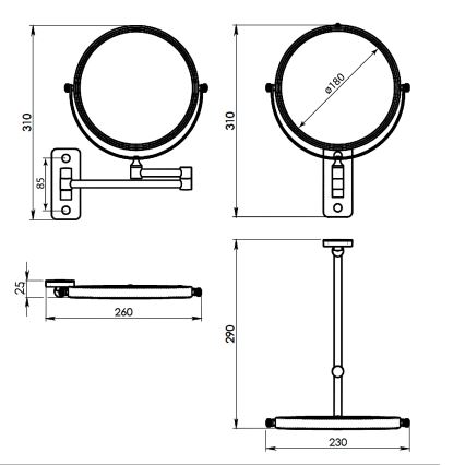 Gedy - Nástěnné kosmetické zrcátko GAIA lesklý chrom