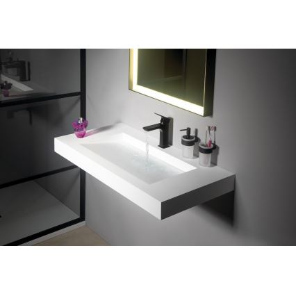 Gedy - Nástěnný dávkovač mýdla PIRENEI 110 ml mléčné sklo/matná černá