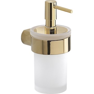 Gedy - Nástěnný dávkovač mýdla PIRENEI 110 ml mléčné sklo/zlatá