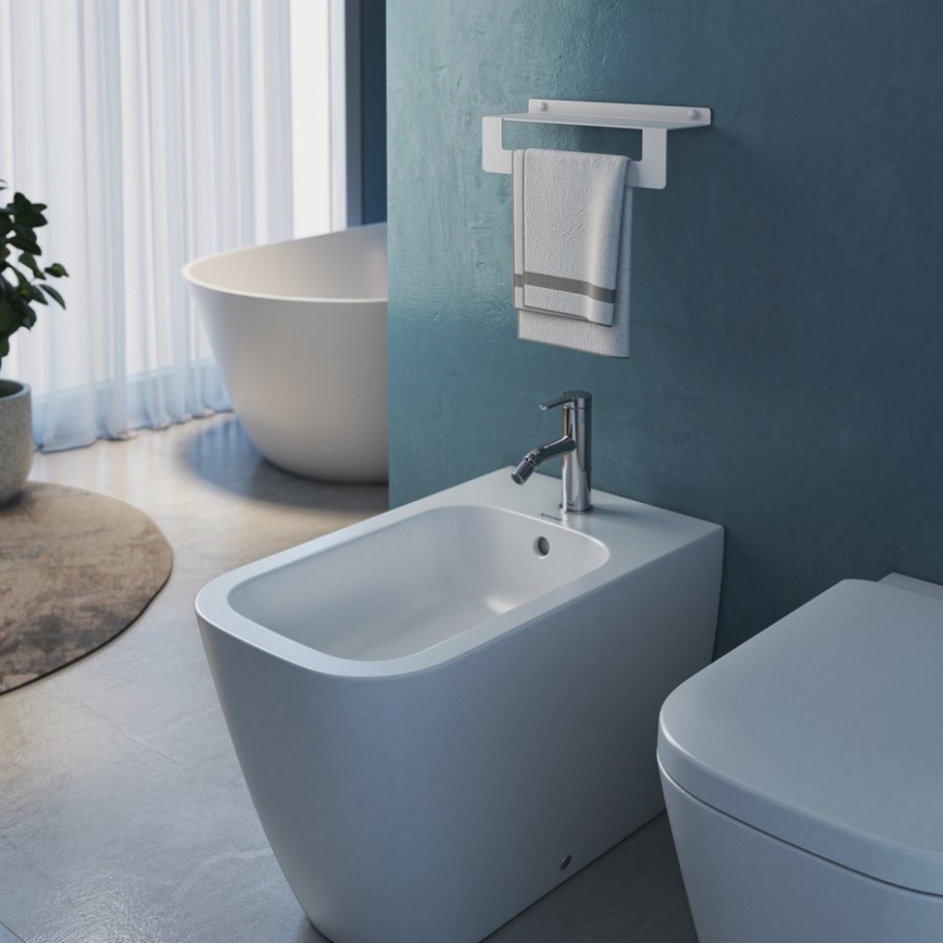 Gedy - Polička s věšákem na ručníky CLEO 30 cm matná bílá