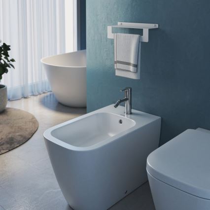 Gedy - Polička s věšákem na ručníky CLEO 50 cm matná bílá