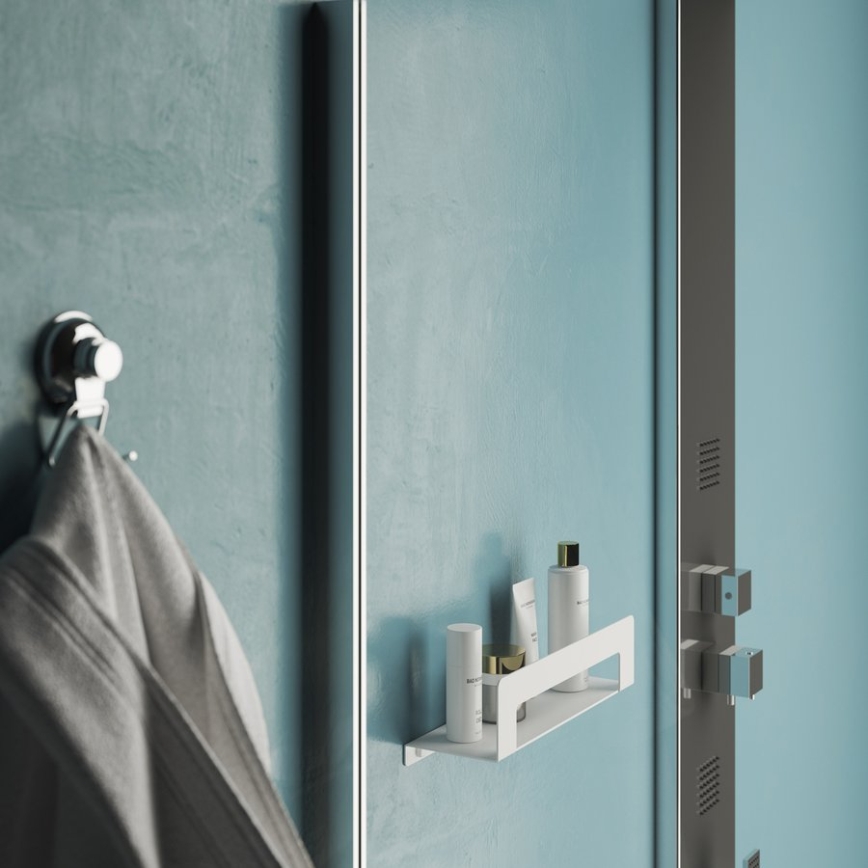 Gedy - Polička s věšákem na ručníky CLEO 50 cm matná bílá