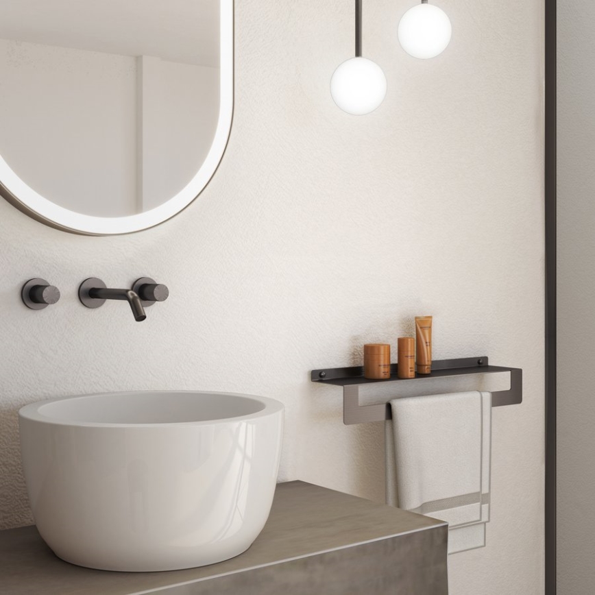 Gedy - Polička s věšákem na ručníky CLEO 50 cm metalicky šedá