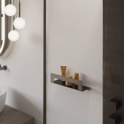 Gedy - Polička s věšákem na ručníky CLEO 50 cm metalicky šedá