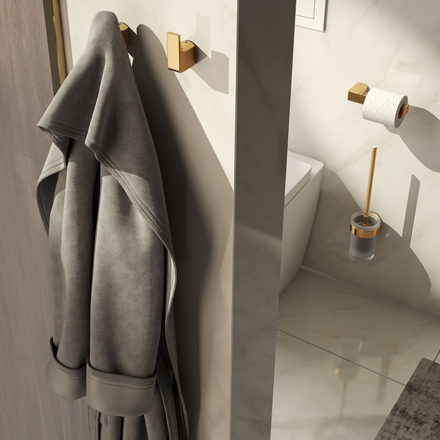 Gedy - SADA 2x Nástěnný háček PIRENEI matná zlatá