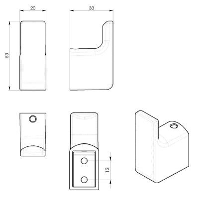 Gedy - SADA 2x Nástěnný háček PIRENEI matná zlatá