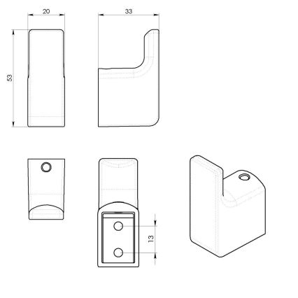 Gedy - SADA 2x Nástěnný háček PIRENEI metalicky šedá