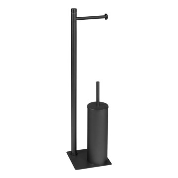Gedy - Stojací WC štětka s držákem toaletního papíru TRILLY matná černá