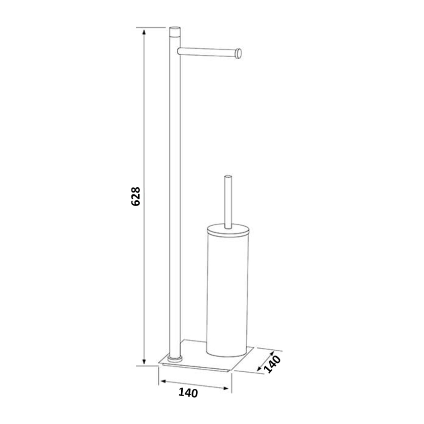 Gedy - Stojací WC štětka s držákem toaletního papíru TRILLY metalicky šedá